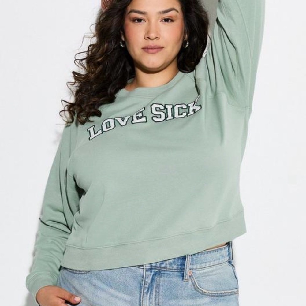 torrid Sage Green "Love Sick" Crewneck Sweatshirt